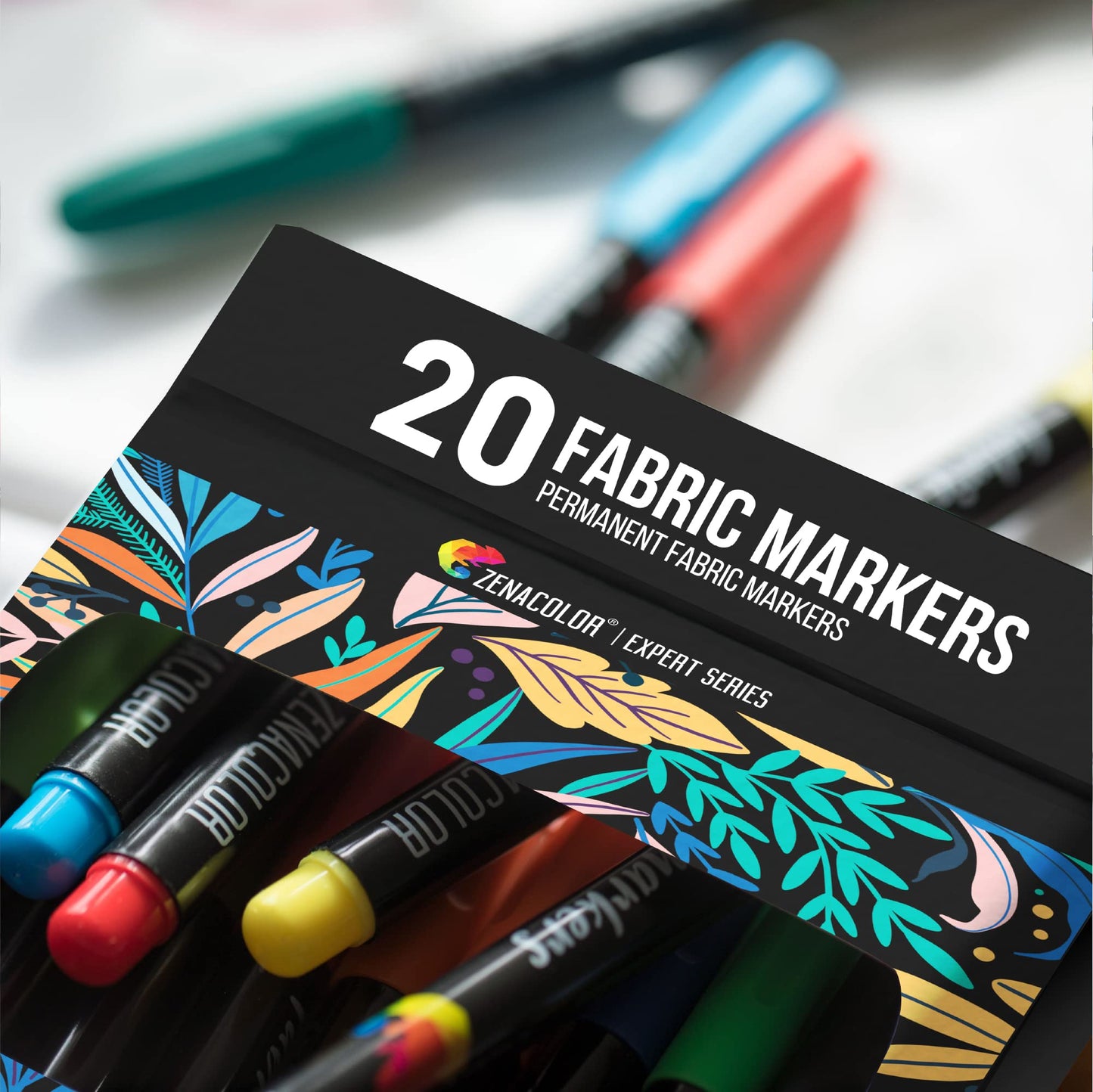 20 Fabric Markers Pens Set - Indelible and Permanent Fabric Paint Fine Point Textile Marker Pen