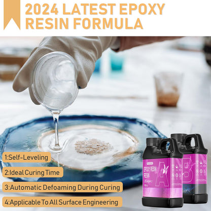 Epoxy Resin Kit 36OZ，Newly Formulated Crystal Clear Epoxy Resin，Strong, Bubble-Free, Anti-Yellowing Art Resin That，Suitable for DIY, Resin Art, Molds, Jewelry Making, Easy to Mix 1:1 Ratio