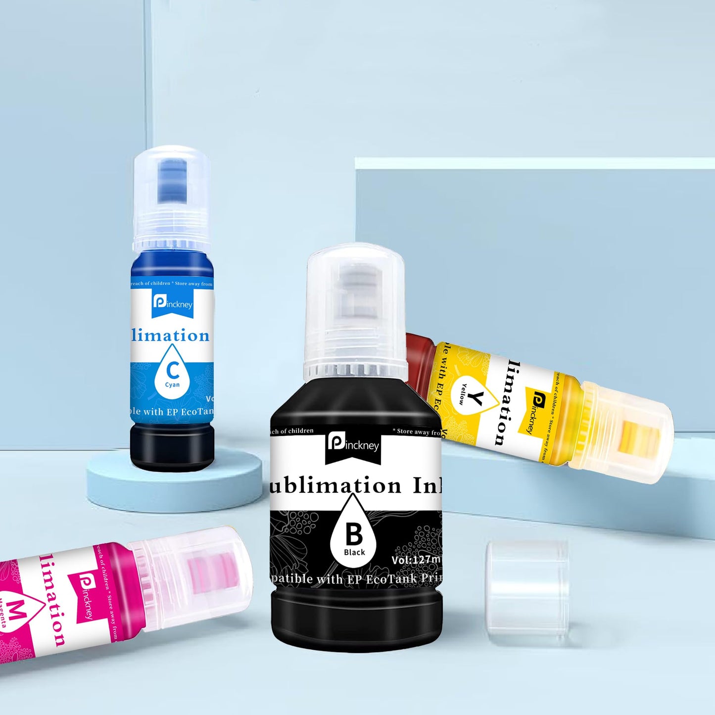Sublimation Ink Refill for EcoTank Printer ET-2400 ET-2720 ET-2760 ET-2800 ET-2803 ET-2830 ET-4800 ET-3760 ET-2850 ET-4700 ET-15000, Vibrant Color ICC-Free