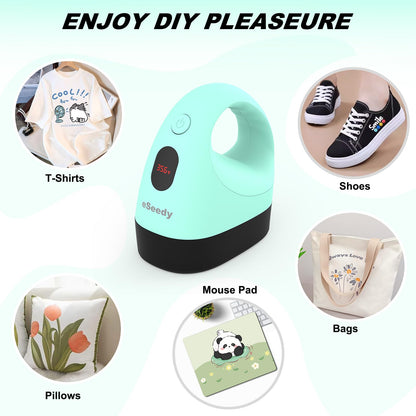 Mini Heat Press Machine, 3 Heat Settings& Fast Heating, 15 Mins Auto-Off, Insulated Safety Base, Mini Iron for Crafting, T Shirts, Hats, Heating Transfer Projects (Green)