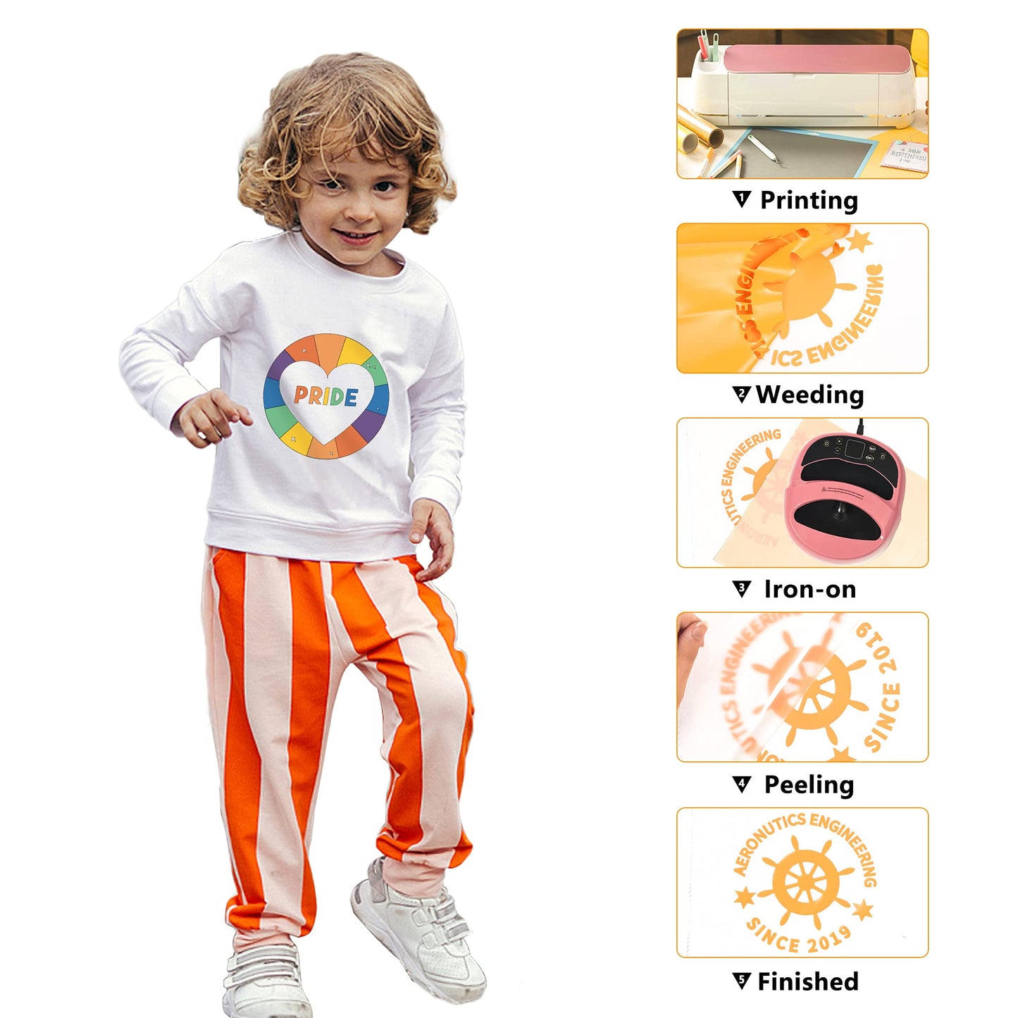 Yellow Orange Iron on Vinyl - 12Inch by 5ft Roll HTV Heat Transfer Vinyl for T-Shirt HTV Rolls for All Cutter Machine - Easy to Cut & Weed for Heat Transfer Design