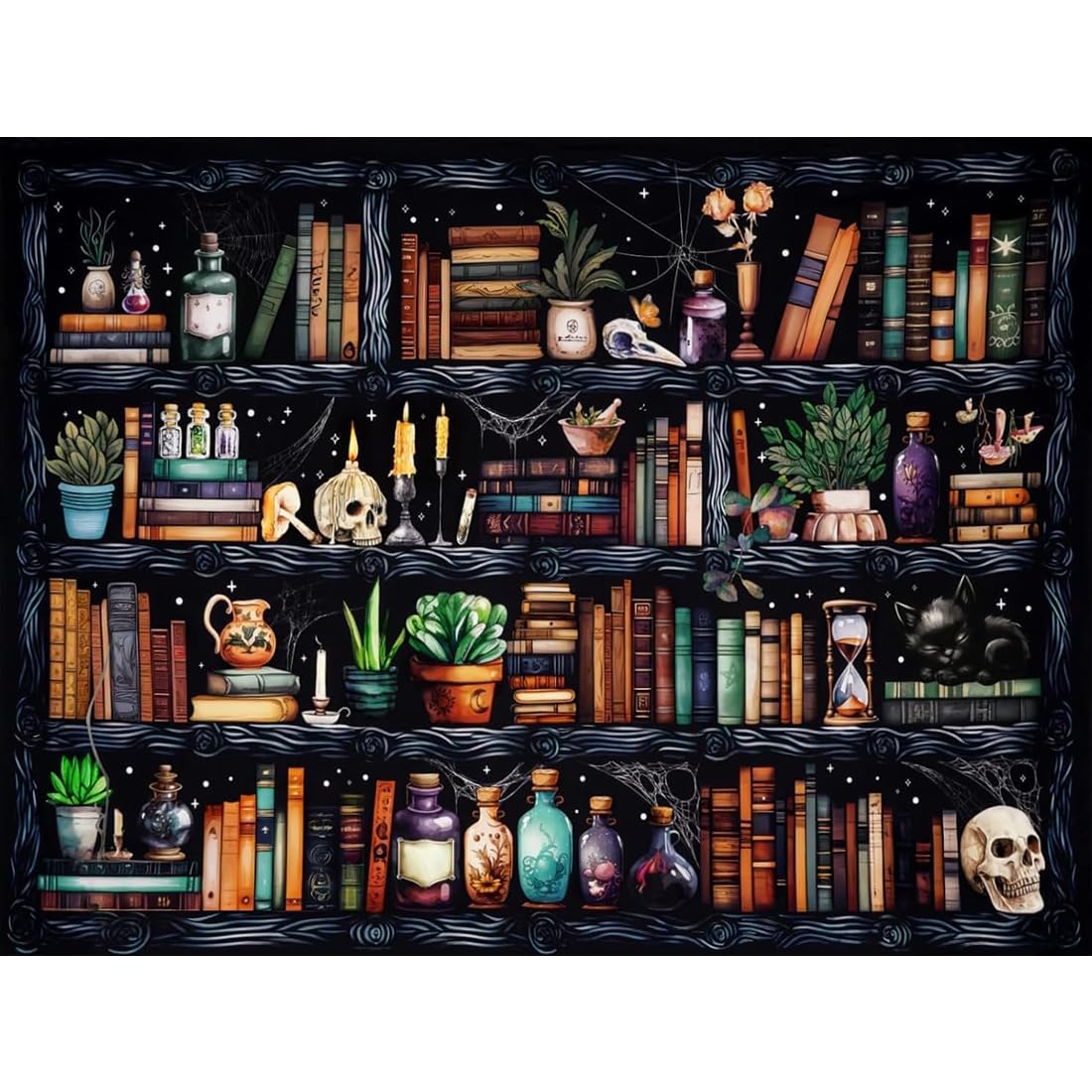 Stamped Cross Stitch Kits for Adults - Bookshelf Embroidery Kits for Beginners Adults,11 CT Patterns Dimensions Counted Cross Stitch Kits for Adults Arts Craft 12x16 inch