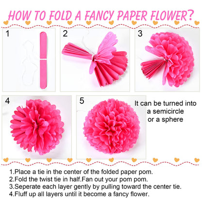 Tissue Pom Pom Paper Flower Ball Party Decorations - 15 Pcs 10, 12, 14 Inch -for Wedding, Birthday, Bridal Shower, Bachelorette, Baby Gift Shower