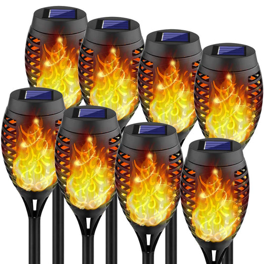 Solar Lights Outdoor, 8Pack Solar Torch Light with Flickering Flame, Waterproof Solares Garden Light, Outdoor Solares Lights for Yard, Flame Torches for Outside Decor Decoration Patio Pathway