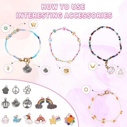 48000pcs Glass Seed Beads Kit for Jewelry Making, 96 Colors 2mm Small Beads with Pendant Charms and Letter Beads for Friendship Bracelet, Necklace Ring Making