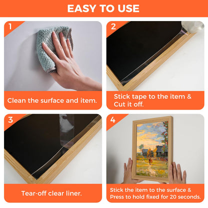 Strong Double Sided Tape Heavy Duty Double Sided Tape for Walls, Clear & Tough Nano Tape Double Sided Mounting Tape Adhesive Tape, Removable Wall Tape for Hanging Picture, Poster, Carpet (10FT)