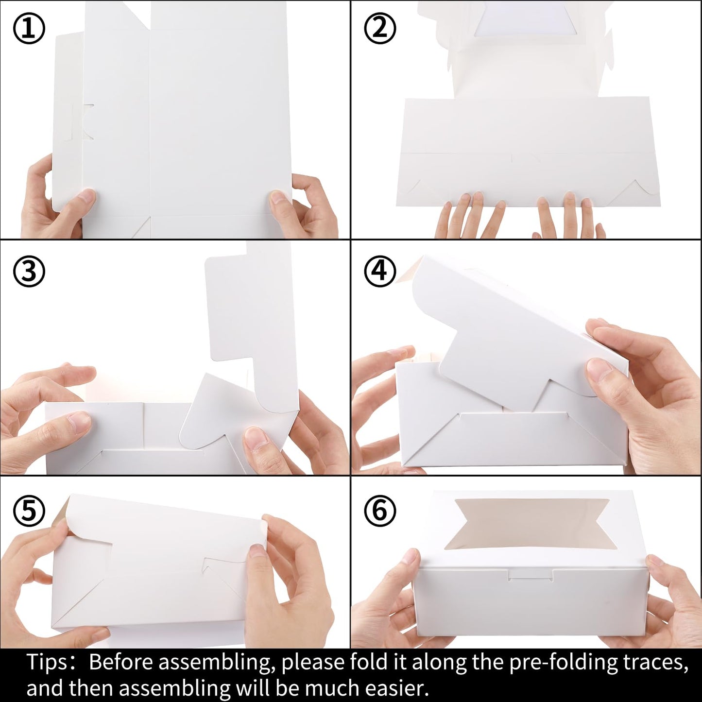 24pcs Cookie Boxes with with 3 Style Window, 8x6x2.5 Bakery Boxes for Candies, Chocolate Strawberries, Cakes, Muffins, Donuts