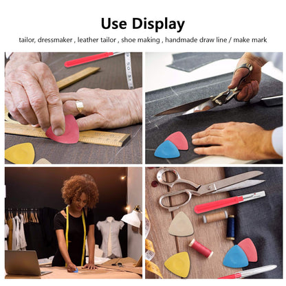 Tailors Chalk & Fabric Markers for Quilting - 10PCS Tailor's Chalk, 4PCS Heat Erasable Pens with 4 Refills, 3 PCS Sewing Fabric Pencils