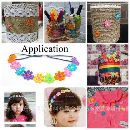 Daisy Flower Lace Trim Embroidered DIY Handmade Patchwork Ribbon Sewing Supplies Crafts 2.5CM Wide 7Yards Colorful