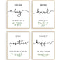 Inspirational Wall Art Office Decor, Motivational UNFRAMED Wall Art Prints for Bedroom,Living Room,Office,Classroom, Set of 4, 8"x10"
