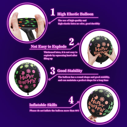 60 Pcs UV Neon Balloons, 14 Inch UV Black Light Balloons Glow in the dark for Birthday Decorations Wedding Glow Party Supplies Blacklight Carnival