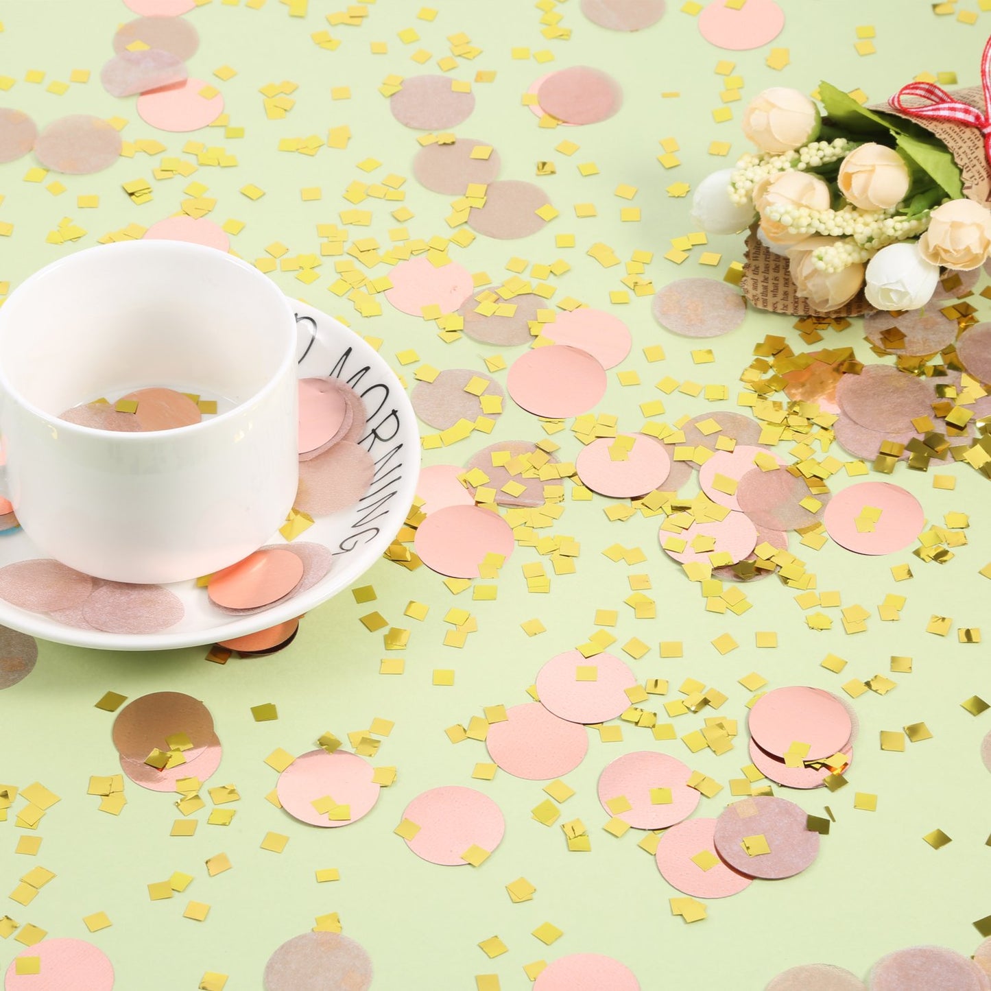 Round Tissue Paper Table Confetti Dots for Wedding Birthday Party Decoration, 1.76 oz(Rose Gold Confetti,2.5 cm)
