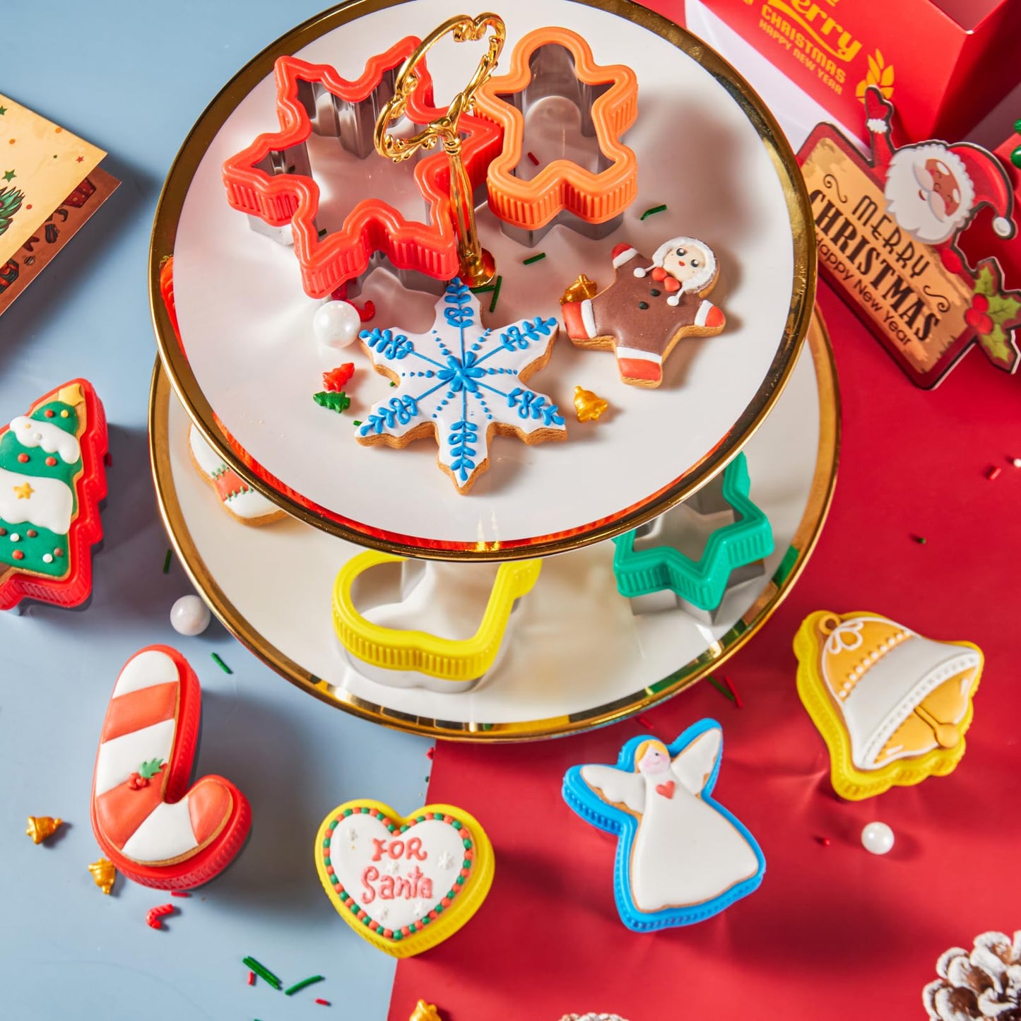 Christmas Cookie Cutters Shapes,Stainless Steel Biscuit Cutters -Fruit Cutter,Vegetable Cutters,Sandwich Cutters,Cookie Cutter Molds for Christmas Party(9PCS)