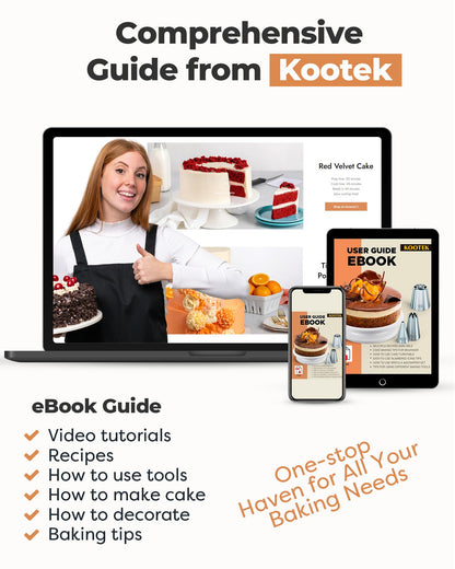 Cake Decorating Kit Baking Supplies Cake Turntable with 2 Frosting Straight Angled Spatula 3 Icing Smoother Scrapers Baking Accessories Tools for Beginners and Pros, White