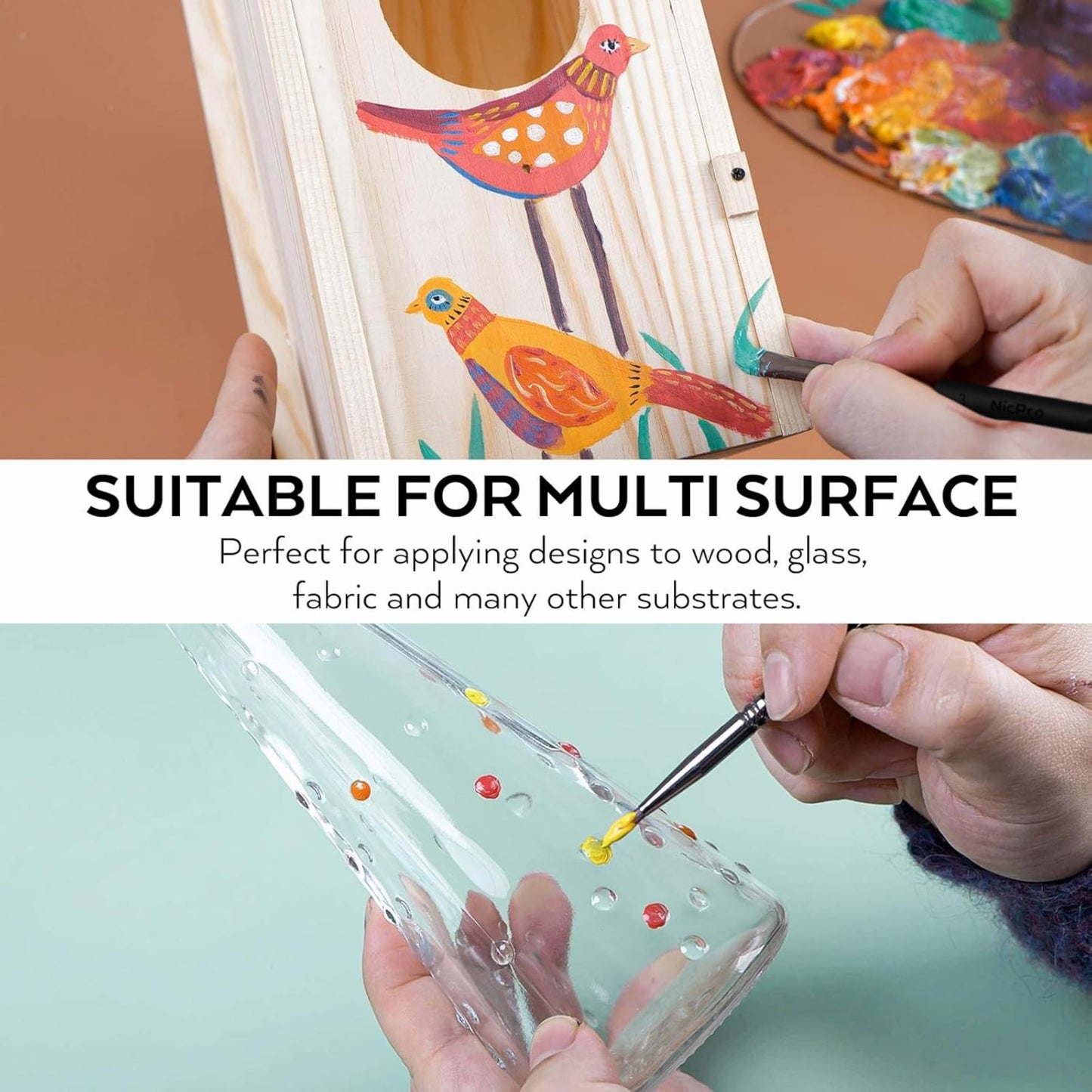 Fabric Paint Set for Clothes with 6 Brushes, 1 Palette, 12 Colors (12ml, 0.4oz) - Permanent Textile Paint Puffy Paint Kit for Shoes, Canvas - Non-Toxic Slick Painting Set for Adults, Beginner & Artists