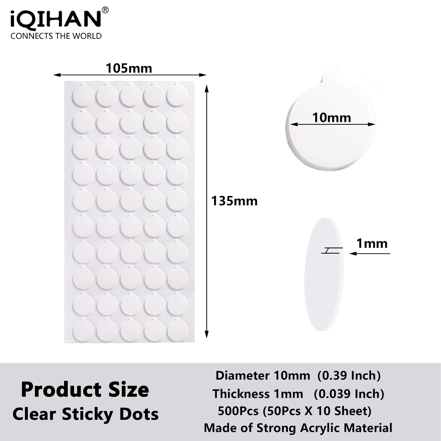 Double Sided Adhesive Dots 500 Pcs Mounting Putty Sticky Tack Clear Removable Round Glue Tape for Wall Crafts Festival Party Decorations