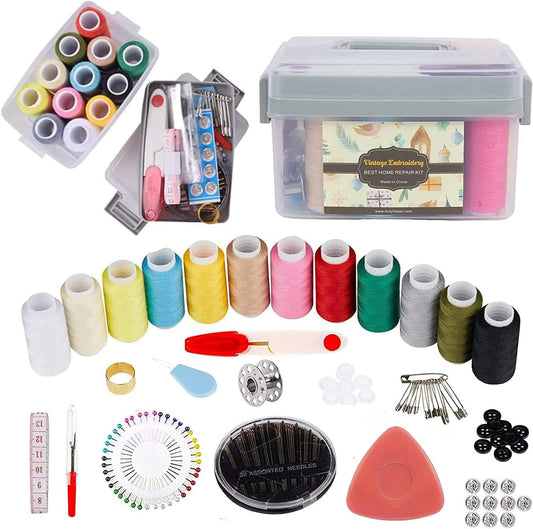 Premium Sewing Kit Set - Portable Sewing Supplies for Beginner Traveler and Emergency Clothing Fixes,DIY Crafts Accessories with Thread, Scissors, Needles, Tape Measure and Other Accessories