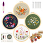 Embroidery Starter Kit with Hoop, Floral Pattern, Threads, Needles and Instructions