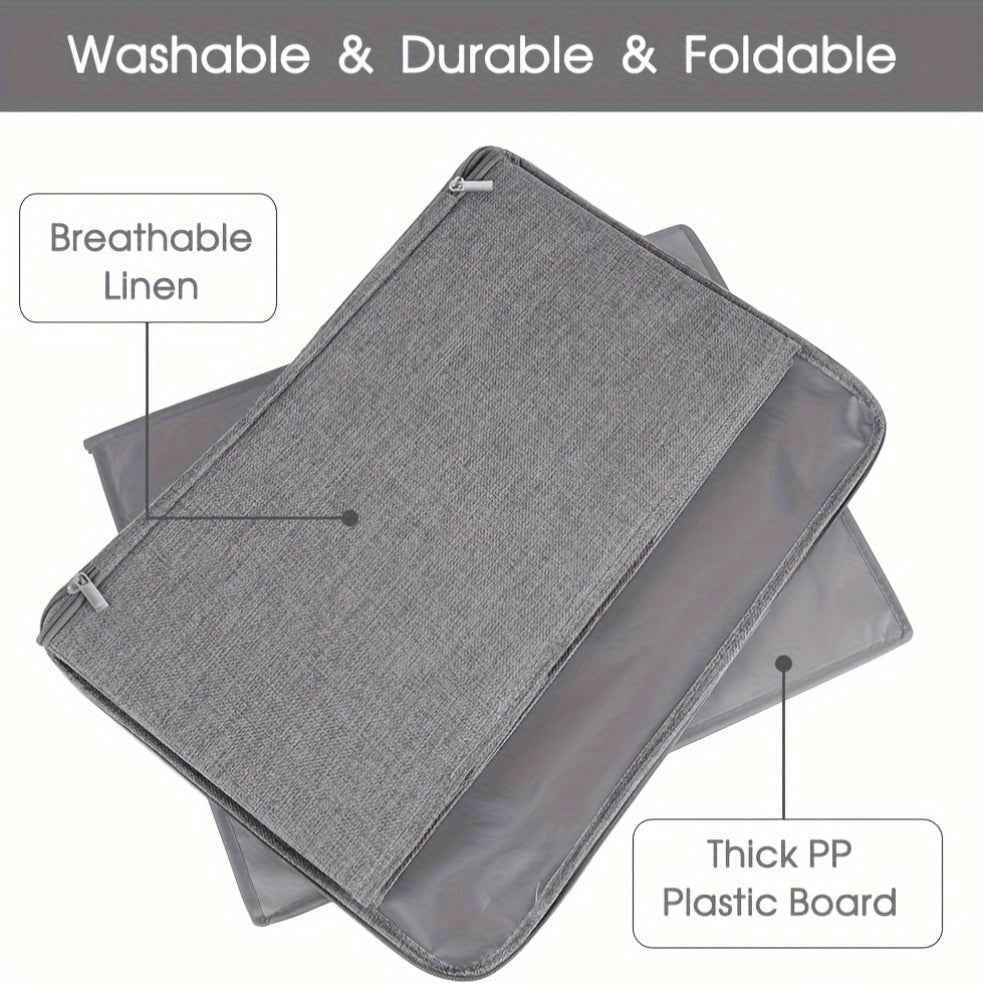 Set of 4 Oversized Collapsible Storage Containers with Double Zippers and Three Handles