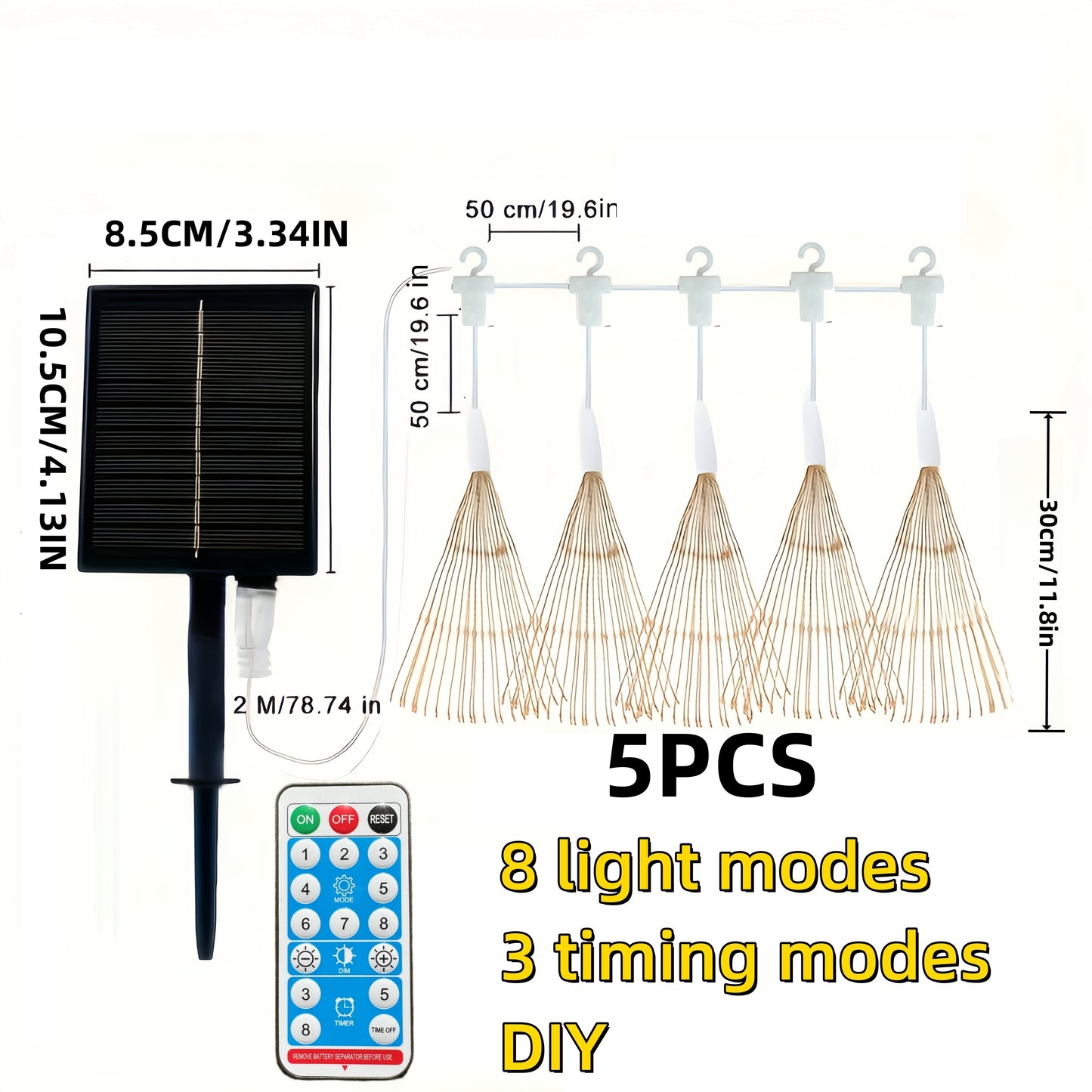 5-Pack Solar Starburst Sphere Lights - 450 LEDs, 8 Modes & Remote