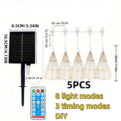 5-Pack Solar Starburst Sphere Lights - 450 LEDs, 8 Modes & Remote