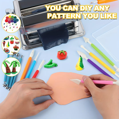 Polymer Clay Roller Machine with Polymer Clay Cutters, 5.91 Inch Wide 6mm Thickness Options