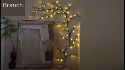 2-Pack 6-Foot Flexible Brown Vine Lights - 96 LEDs, USB Powered