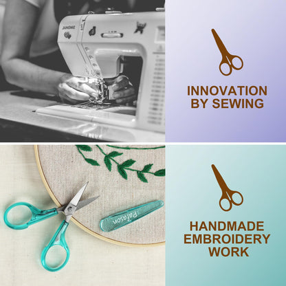 Sharpest & Precise Stainless Steel Curved Straight Thread Yarn Fabric Cutting Scissor with Safety Cap & TSA Complied Ideal for Embroidery Quilting Sewing Knitting Crafting Cross Stitch Crochet