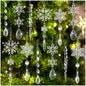 18Pcs Christmas Tree Decoration Crystal Ornaments,Christmas Hanging Snowflakes Decorations Acrylic Icicle Crystal Ornaments for Christmas Tree Winter New Year Party Decor Supplies