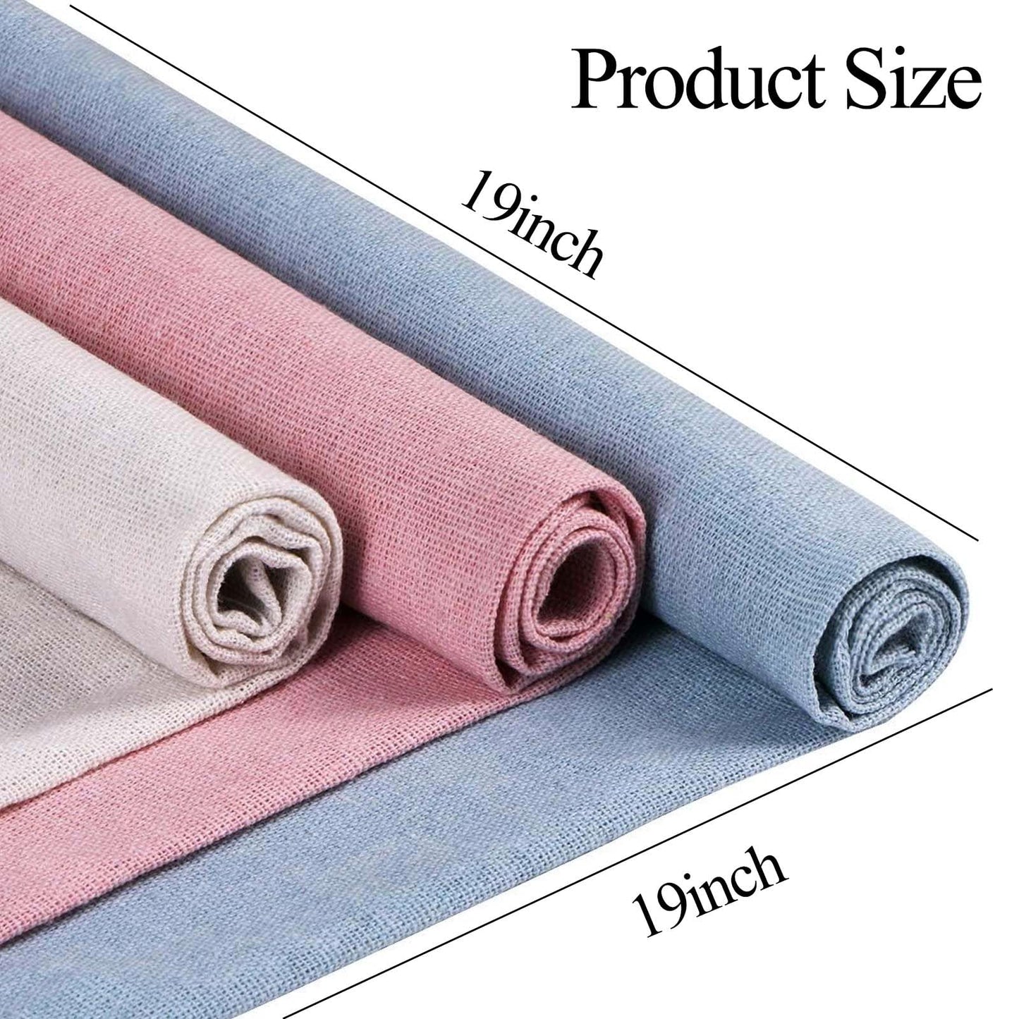 4pcs Nature Linen Needlework Fabric, Kurilai Solid Colour Embroidery Fabric, Square Linen Cloth Crafts Accessories for Making Garment Craft, Cross Stitch, Needle Embroidery, DIY Decoration (19x19inch)