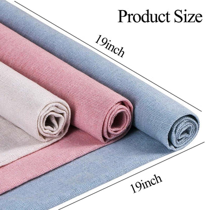 4pcs Nature Linen Needlework Fabric, Kurilai Solid Colour Embroidery Fabric, Square Linen Cloth Crafts Accessories for Making Garment Craft, Cross Stitch, Needle Embroidery, DIY Decoration (19x19inch)