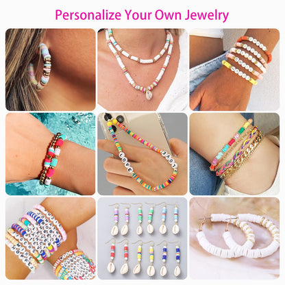20,000 Pcs Clay Beads Bracelet Making Kit, 120 Colors 6 Boxes Polymer Beads Spacer Heishi Beads & Jewelry Kit with Pendant Charms Elastic Strings, Crafts Gift for Kids Adults1