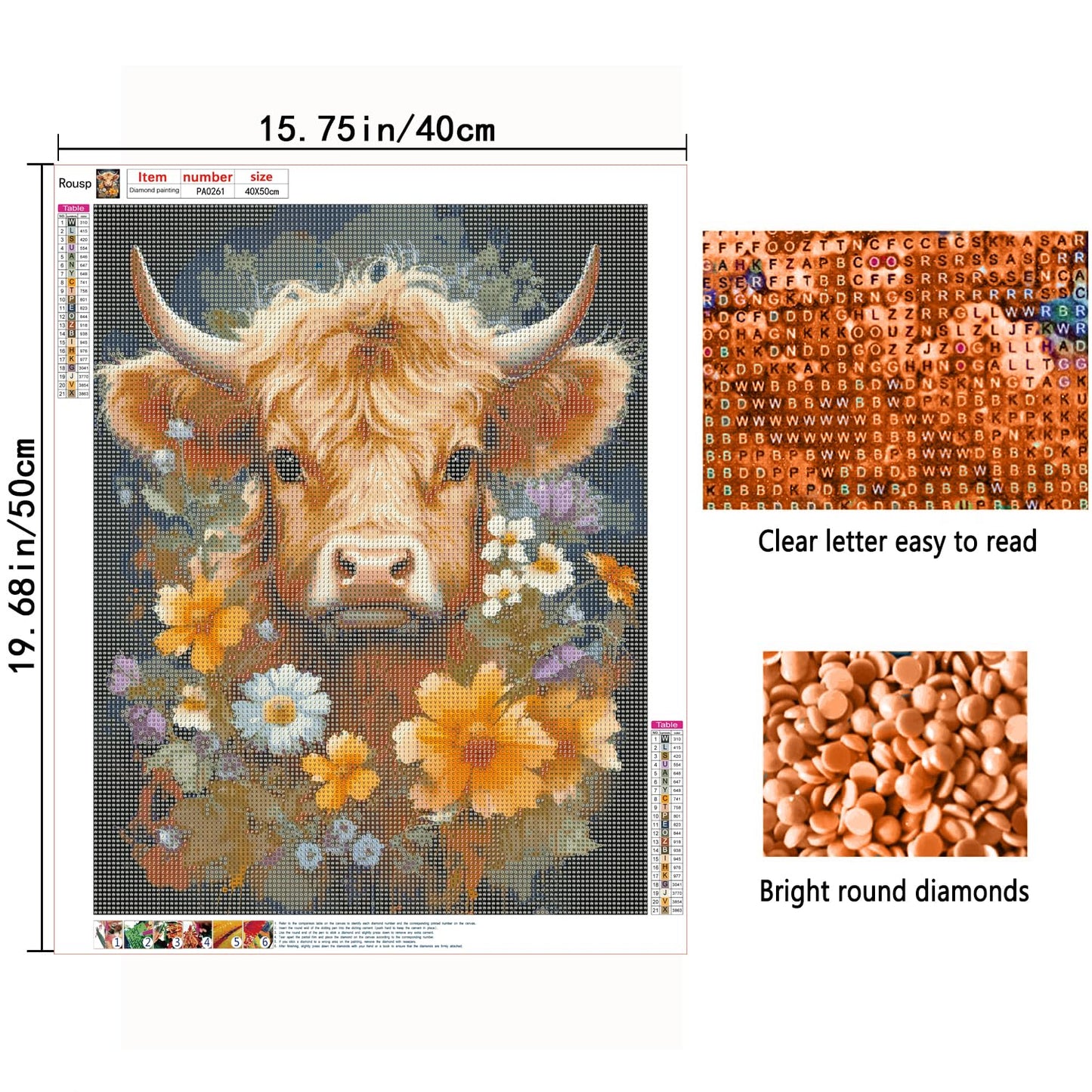5D Diamond Art Kits for Adults Highland Cow Diamond Painting Round Drill Art Craft Kits for Home Wall Decor Gifts 16x20inch