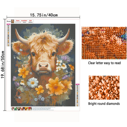 5D Diamond Art Kits for Adults Highland Cow Diamond Painting Round Drill Art Craft Kits for Home Wall Decor Gifts 16x20inch