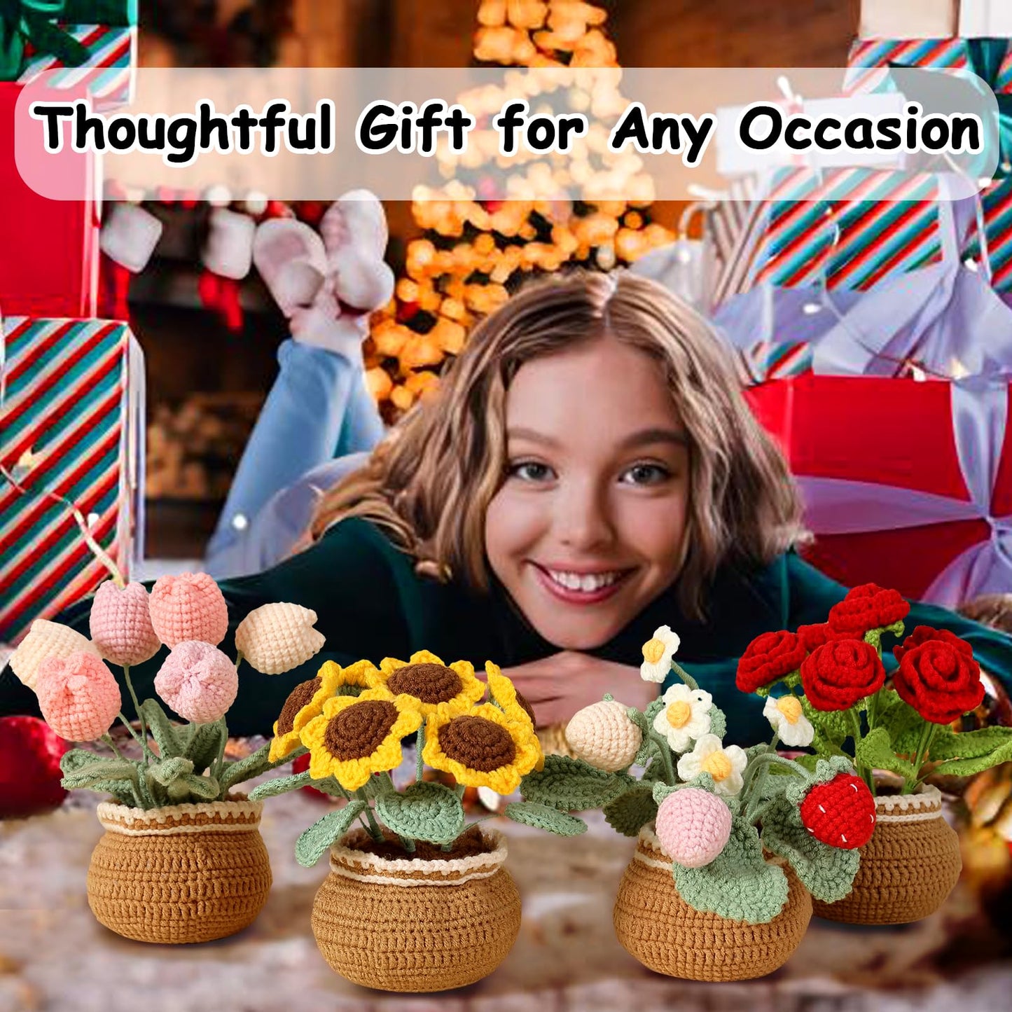 Crochet Kit for Beginners, Sunflower Crochet Starter Kit with Step-by-Step Video Tutorials, 40% Extra Practice Yarn