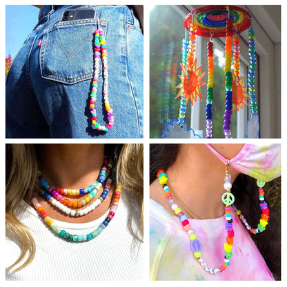 3960pcs Pony Beads for Friendship Bracelet Making Kit 48 Colors Kandi Beads Set, 2400pcs Plastic Rainbow Bulk and 1560pcs Letter Beads with 20 Meter Elastic Threads for Craft Jewelry Necklace