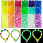 612Pcs Candy Color Acrylic UV Glow in The Dark Beads - Happy Face, Heart, Star Shapes - Color Changing Sun Reactive Plastic Solar Hair Beads Bulk for Bracelet Necklace Jewelry Making