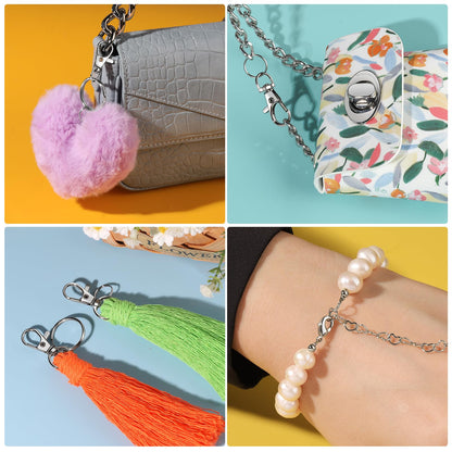 265PCS Keychains Clips with Key Rings, Keychain, Metal Lobster Claw Clasps and Key Chain Rings, Key Chains Key Rings Bulk, Keychain Rings, Keychains Making Kit Clip for Keys Crafts, Silver