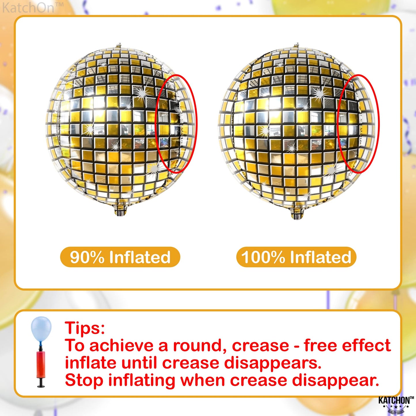 Huge Gold Disco Ball Balloons - 22 Inch, Pack of 6 | 4D Metallic Disco Balloons For Disco Party Decorations | Graduation Balloon, Gold Graduation Decorations 2025 | Birthday Party Decor