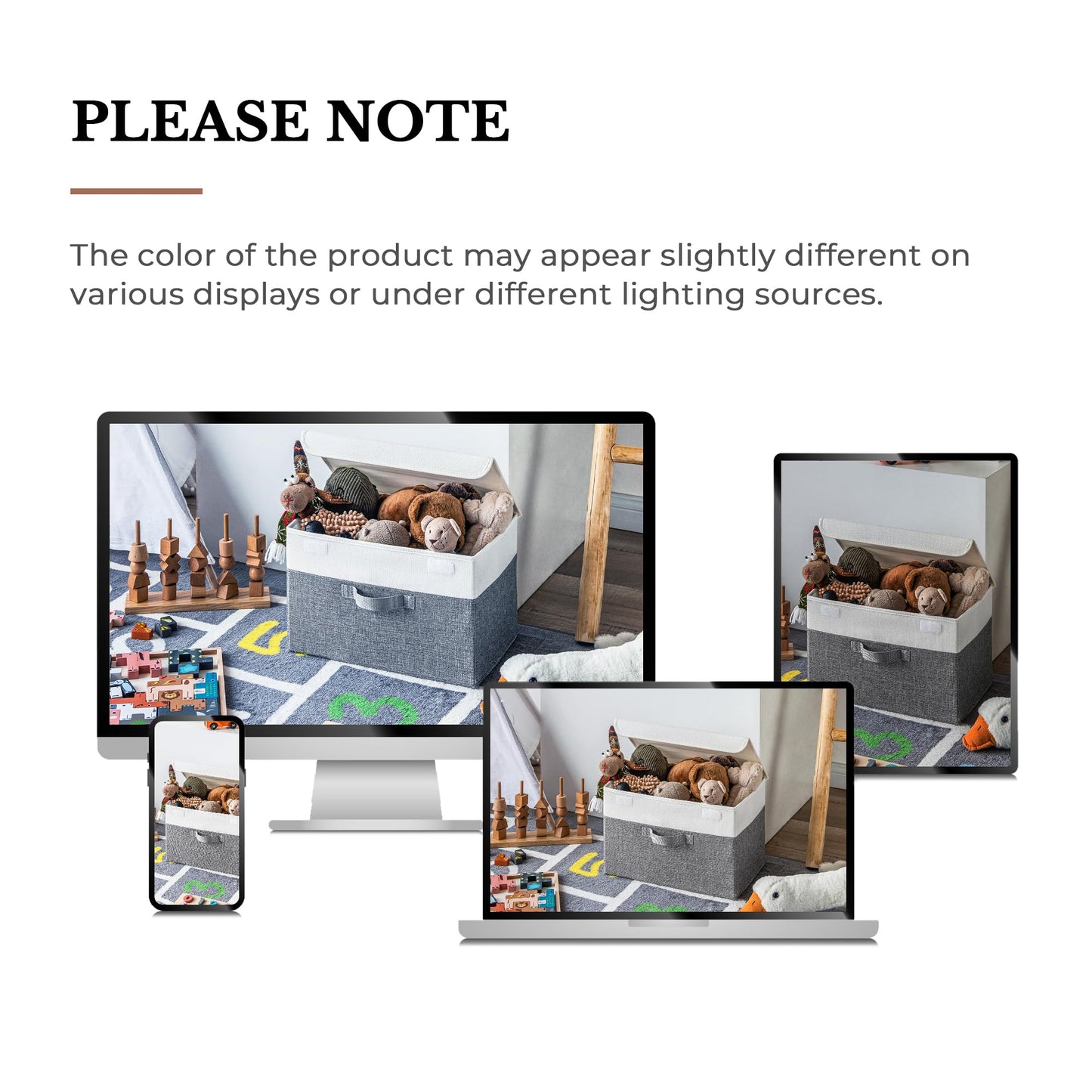 SAYS Fabric Storage Boxes, Keepsake Box, Large Storage Bins with Lids, Closet Organizers, Toy Organizer, Storage Baskets for Shelves, White/Gray, 2-Pack