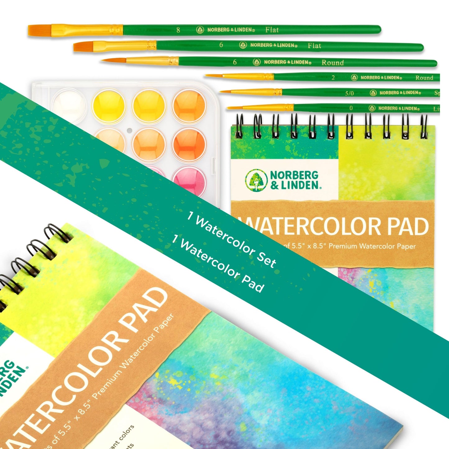 Watercolor Paint Set - 36 Premium Paints - 12 Page Pad - 6 Brushes - Painting Supplies with Palette, Watercolors, Art Pad Paper and Artist Brushes