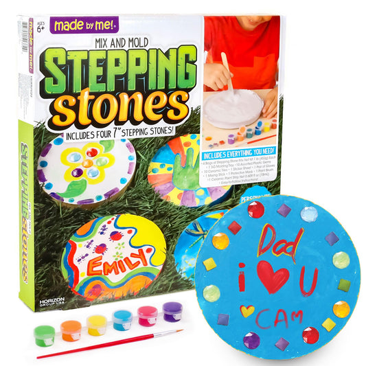 Mix & Mold Your Own & Make 4 DIY Personalized Stepping Stones, Great Spring & Summer Weekend Activity, Perfect Keepsake, Birthday Party Idea for Kids Ages 5, 6, 7, 8, 9, Multicolor