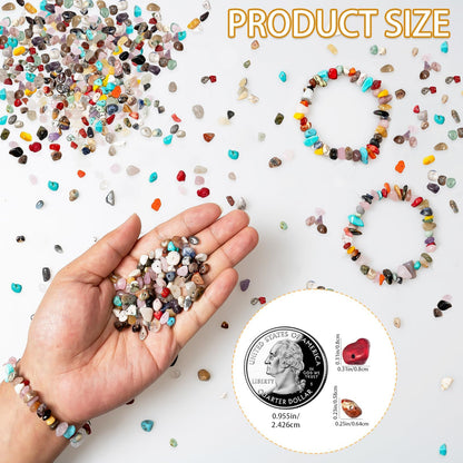 500pcs Natural Chip Stone Beads Multicolor 5mm to 8mm Irregular Gemstone Healing Crystal Loose Rocks Bead Hole Drilled DIY for Bracelet Necklace Earrings Jewelry Christmas Making Craft