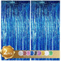 2 Pcs Blue Door Streamers Tinsel Curtain Party Backdrop Fringe Foil Wall Background for Birthday Halloween Christmas Wedding Boys Baby shower Party Decoration(3.28 ft x 6.56 ft)
