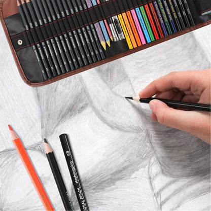 Sketching Pencil Set Drawing Pen Charcoal Sketch Kit Cover Graphite Charcoal Watercolor Pencils Paper Erasable Pen Beginners Artist Children and Adults(39pcs Art Supplies)