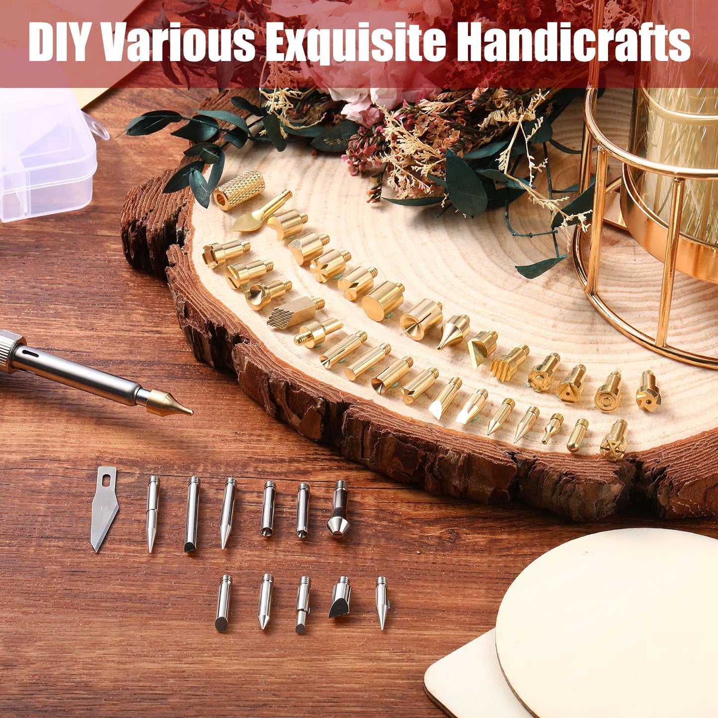 43 Pcs Wood Burning Tips Kit, Wood Burning Letters Numbers Alphabet Stamps Different Shape Stencils Templates for Embossing Branding Crafts Personalization Tools(Different Shape)