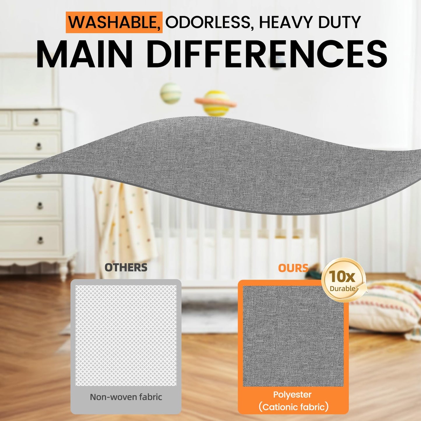 3 Pack Sock Underwear Organizer Dividers, 64 Cell Drawer Fabric Foldable Cabinet Closet Storage Boxes for Storing Socks, Underwear, Ties (16+24+24 Cell, Gray)