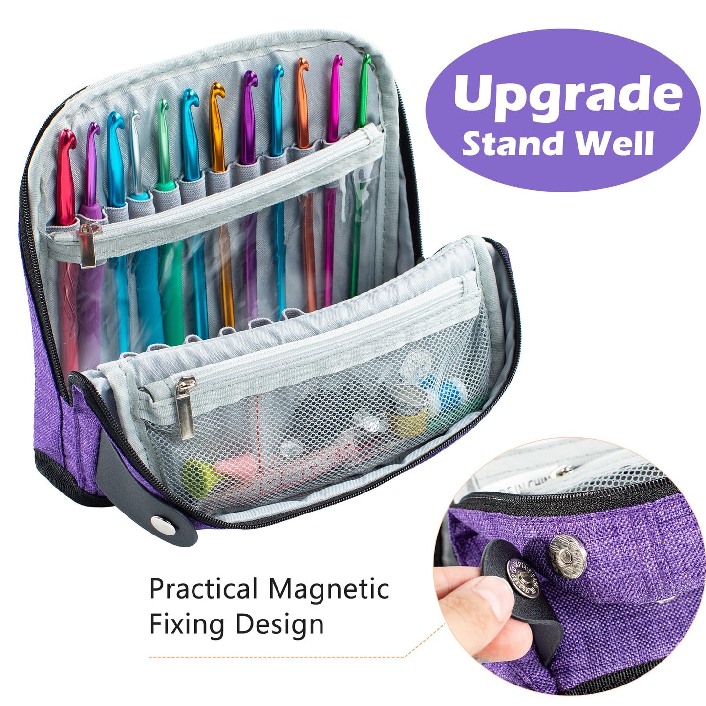 Crochet Hook Case - Stand Up Organizer - Unique Design - Knitting & Crochet Supplies Holder