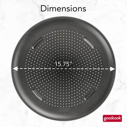 AirPerfect Nonstick 16” Pizza Pan – Pizza Tray for Oven, Perforated Round Pizza Pan, Carbon Steel Baking Pan, Homemade, Frozen & Leftover Slices