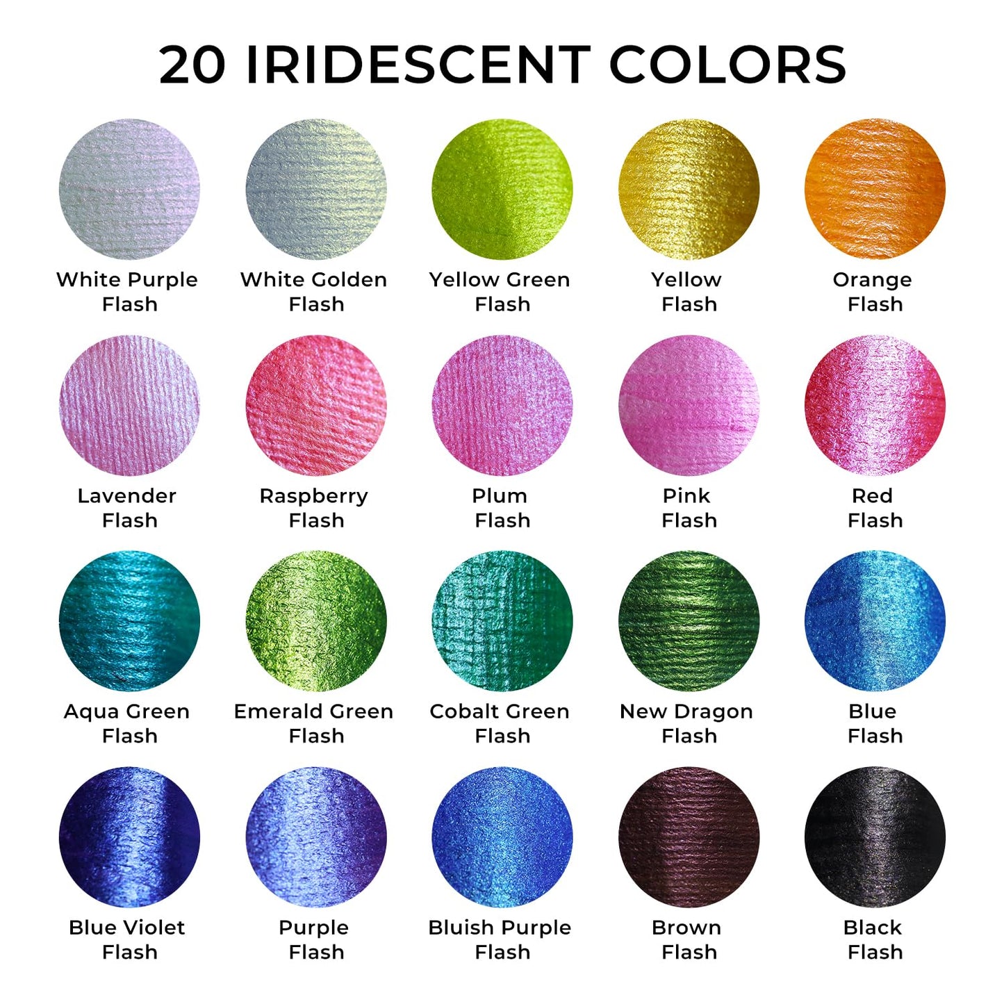 Iridescent Acrylic Paint Set, 20 Chameleon Colors in 2 oz/60ml Bottles, Color-shifting Acrylic Paint Perfect for Artists, Beginners on Canvas, Rocks, Wood, Fabric, Ceramic